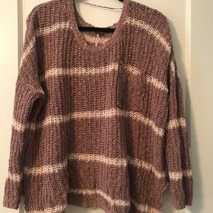 Free people oversized striped sweater with pocket